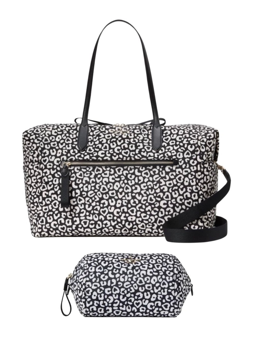 Kate Spade “Leopard Heart” Weekender Bag & Matching Medium Travel Cosmetic Bag